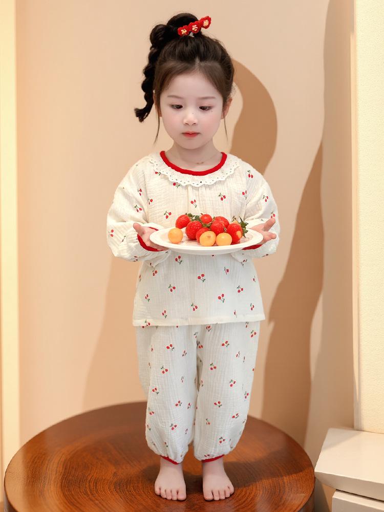 2025 Spring & Autumn Girls' Long-Sleeve Cotton Pajama Set