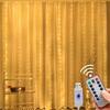 USB Remote Copper Wire Icicle Curtain Lights - Christmas Holiday Decoration with Colored Lights and Remote Control