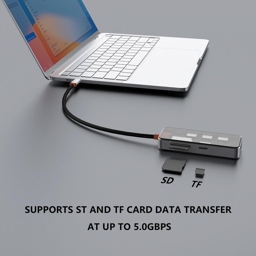 7-в-1 USB-C USB 3.0 Хаб Док-станция USB C на HDTV 4K60Hz PD100W Адаптер для чтения карт Micro SD Конвертер для Macbook Ноутбука Телефона