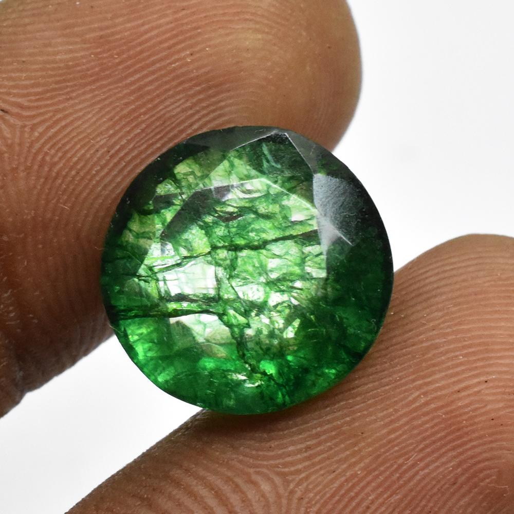 Natural Green Emerald Loose Gemstone Colombian 8.70 ct Round Cut for Jewelry Making and Crafts