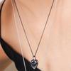 Dfarbe Black Blue Sand Stone Eternal Heart Pendant Necklace