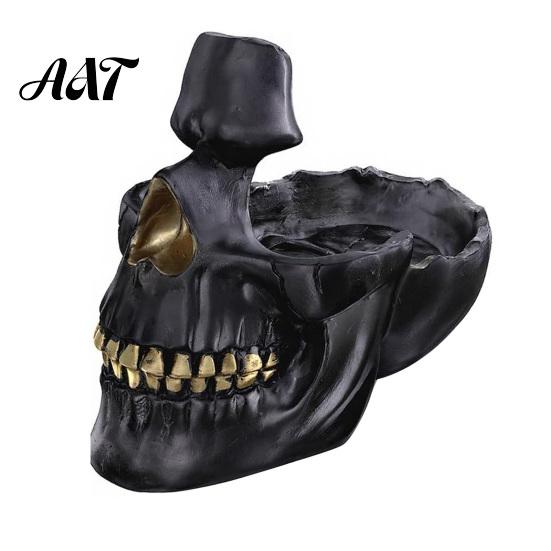 Creative Resin Sculpture Skull Multifunctional Storage Tray, Gothic Eyeglasses Holder Jewelry Organizer for Distressed Ornament Keys Coins Trinkets,