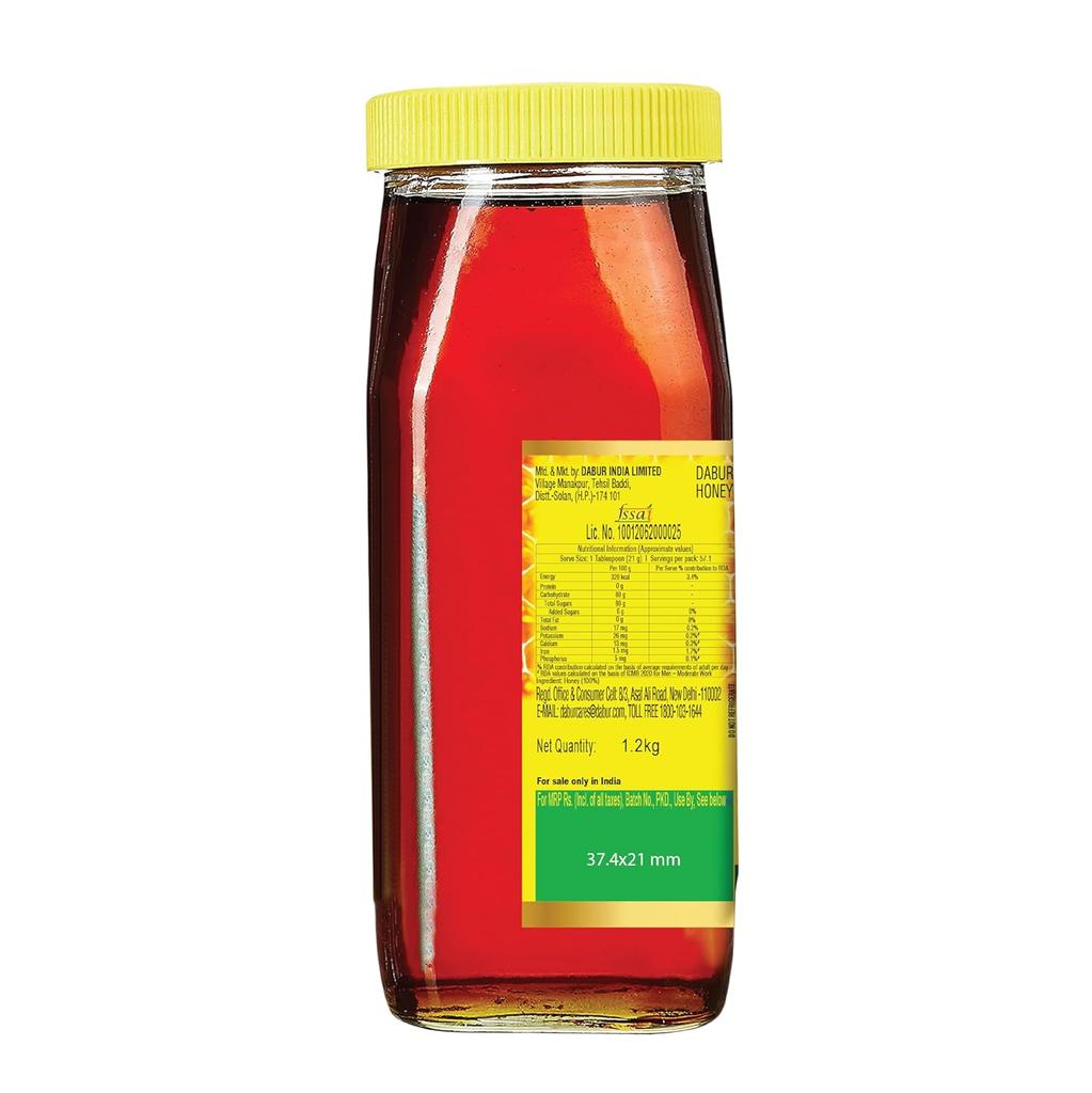 Dabur Honey 1.2kg Bottle | 100% Pure Natural Sweetener | No Sugar Adulteration | Rich Antioxidants for Health, Immunity & Weight Management