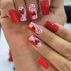 24 шт. Накладные ногти ко Дню святого Валентина, средняя квадратная форма, акриловые накладные ногти с дизайном в виде сердца, накладные ногти для женщин