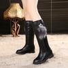 Обувь Элегантная обувь на низком каблуке для женщин Зимние сапоги на плоской подошве с высоким голенищем для женщин Длинные рабочие сапоги со стразами Готическая распродажа Гот