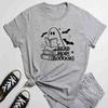 Read More Booooks TShirt Spooky Ghost Reading Book Graphic Tee Funny Halloween Librian Teacher Fall Gift Shirt