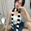 Gothic Punk Narrow Long Scarf Harajuku Choker Streamer Fashion Y2K Striped Scarf  Women