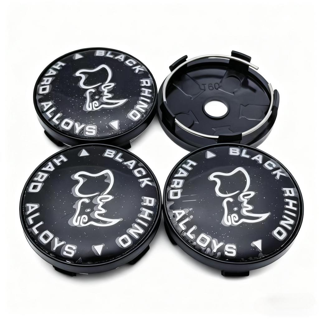 4pcs Black Rhino Logo Badge Car Wheel Center Caps 60MM 56MM Car Wheels Hub Cap Rhinoceros Emblem Rim Hubcaps Cover Accessories