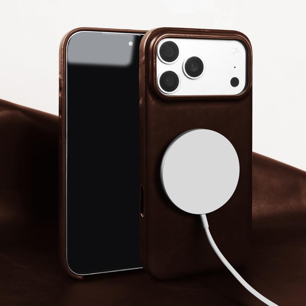 Магнитный чехол из натуральной кожи для iPhone 15 16 17 Pro Max Чехол для телефона для беспроводной зарядки Magsafe Задняя крышка 15Pro 17Pro Max