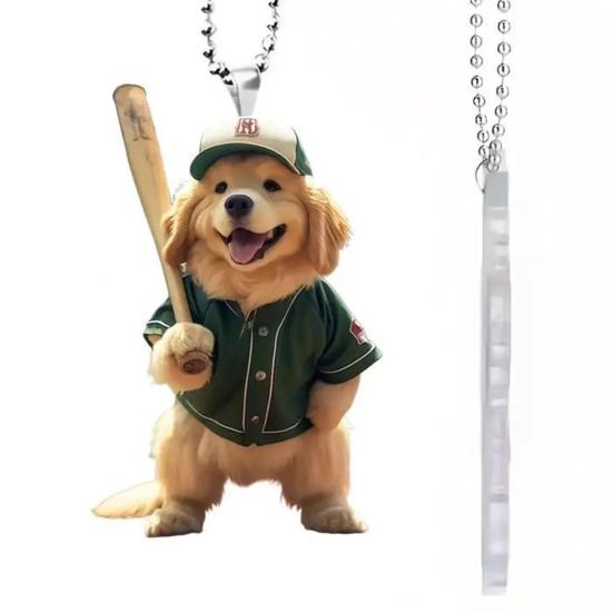 Собака бейсбола акриловое подвесное украшение для дома в помещении рождественская елка зеркало заднего вида автомобиля 2D плоский щенок подвесное украшение мультяшное животное кулон