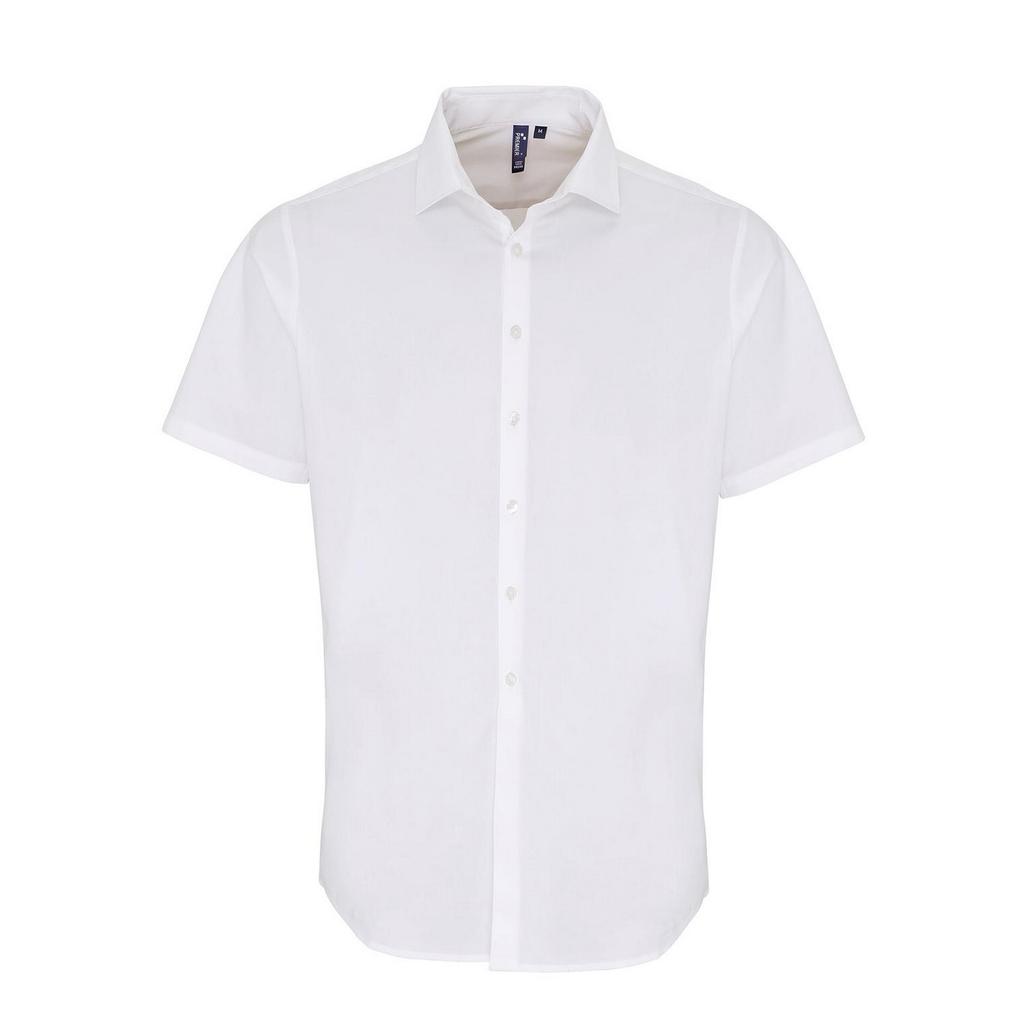 Premier Mens Poplin Stretch Short-Sleeved Shirt