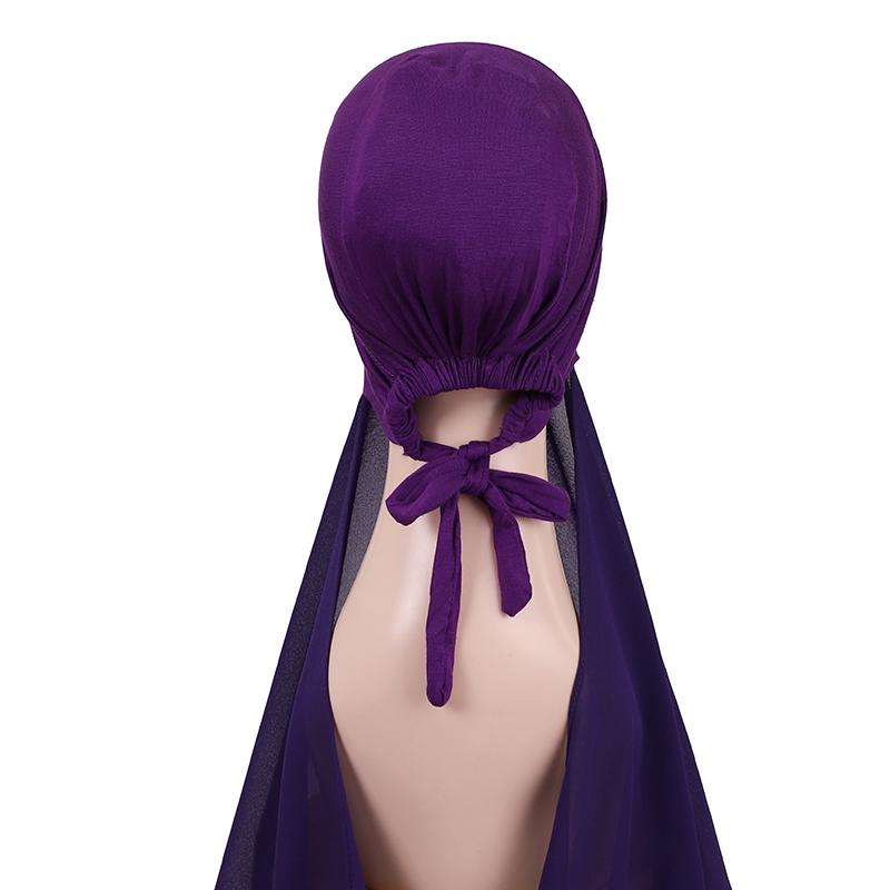 Мусульманский мгновенный хиджаб Женская шапочка с шифоновым шарфом Платок на голову Кепка Внутренняя повязка на голову Эластичный хиджаб Покрытие для головы Тюрбан
