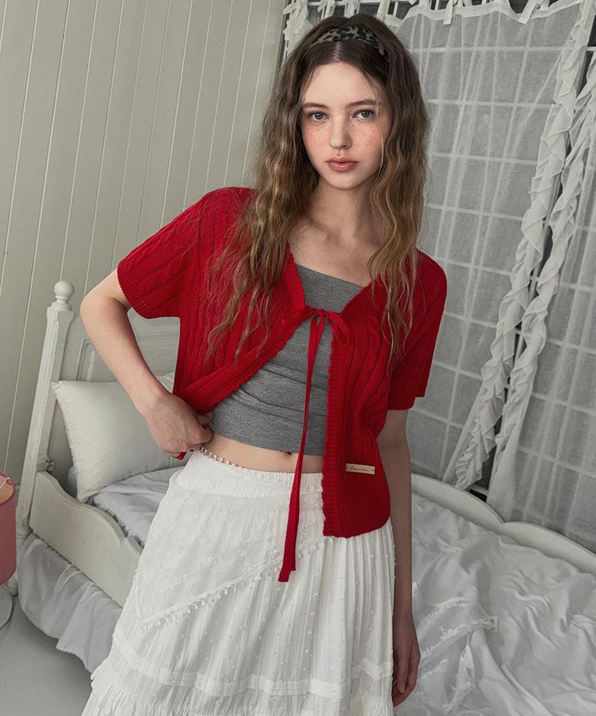 Короткий кардиган с коротким рукавом и ремешком для кабеля Twee Ollat