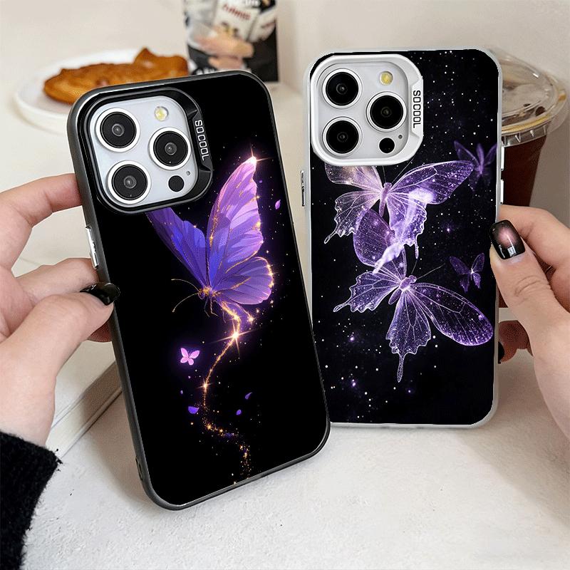 Beautiful Purple Butterfly Soft Phone Case for iPhone 15 16 17 Pro Max 17Air 16E 14 Plus 13 12 Mini Shockproof Cover Back Shell