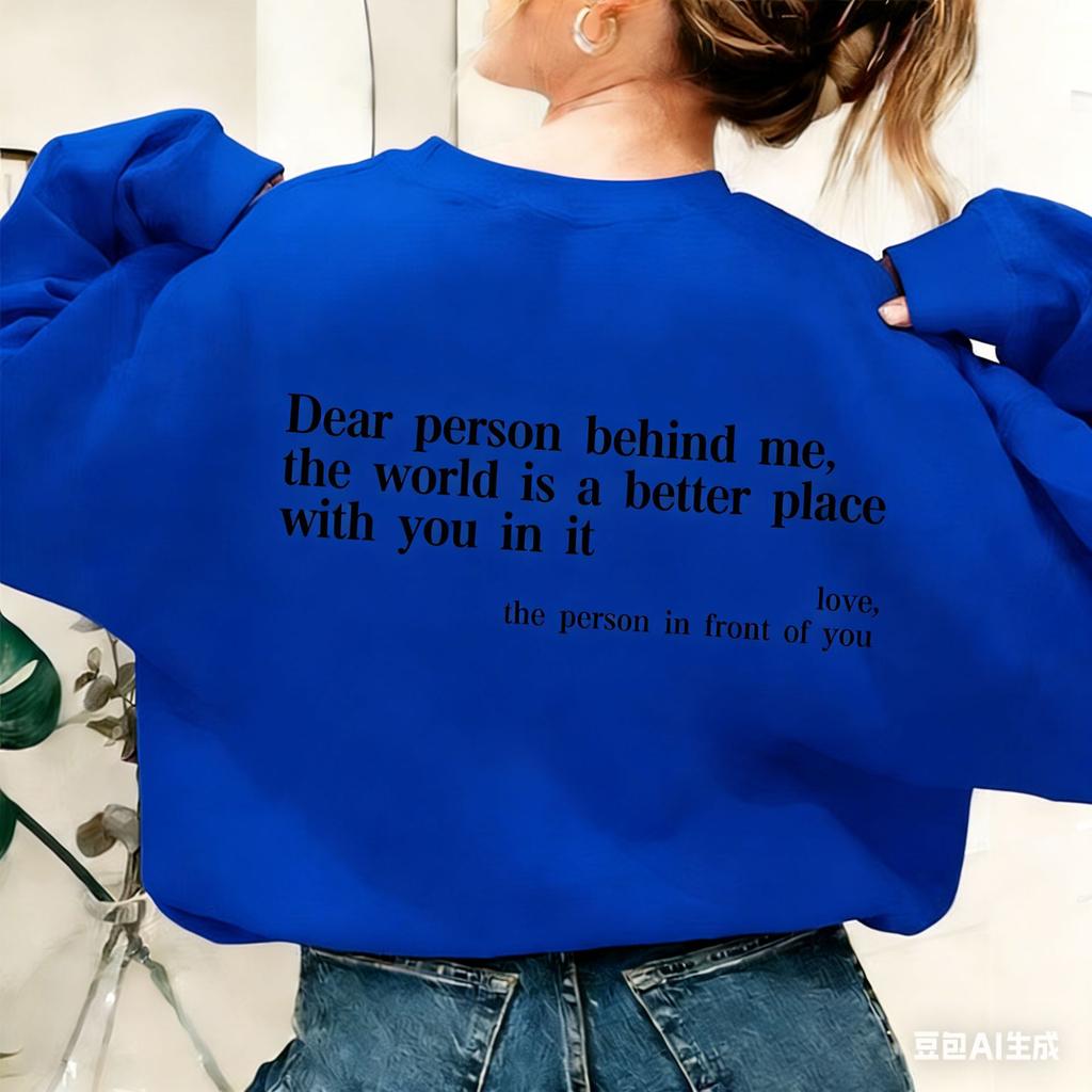 Popular you are enough dear people casual crew neck long sleeve printed fleece sweater