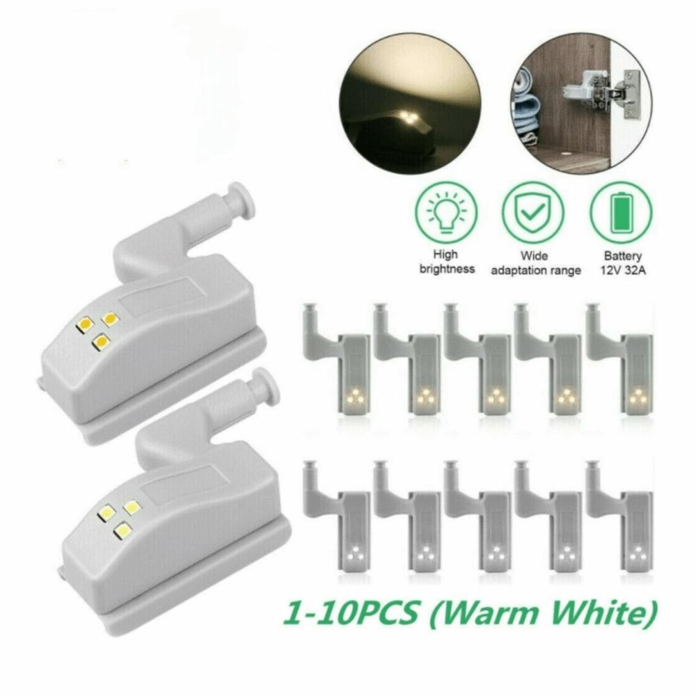 10 Pack Battery Operated Cabinet Hinge Light Warm White Closet Wardrobe Light Kitchen