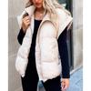 Однотонный жилет из хлопка на молнии, женская толстая теплая куртка с воротником-стойкой, пальто для поездок на работу, свободная повседневная верхняя одежда, новая мода на осень и зиму