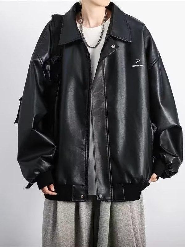 Модная мужская кожаная мотоциклетная куртка в гонконгском стиле для осени и зимы
