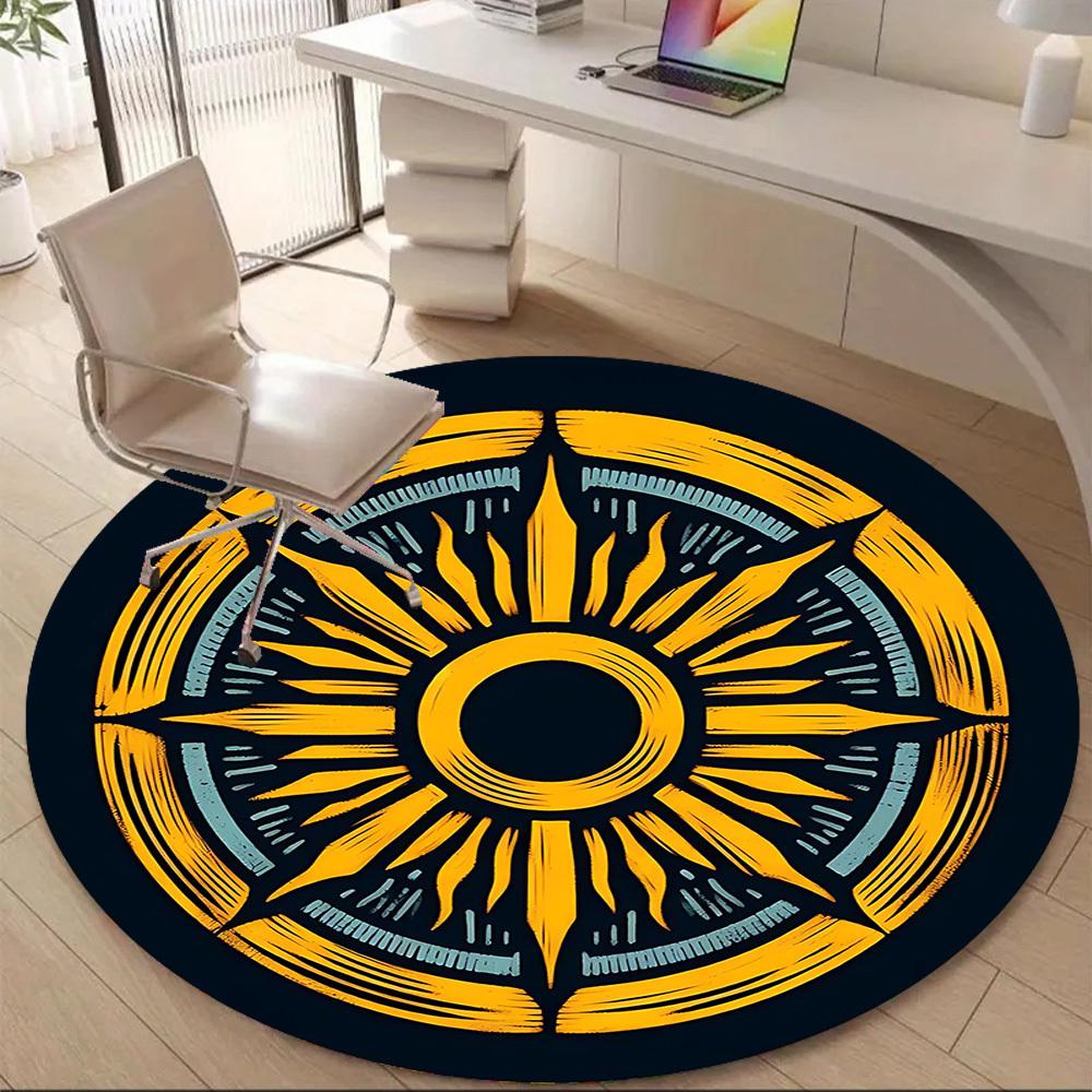 1 шт. Круглый ковер с мандалой Sunburst для офиса, Коврик подходит для офиса, Под офисные стулья, Спальни, Гостиной, Домашнего декора, Декора комнаты