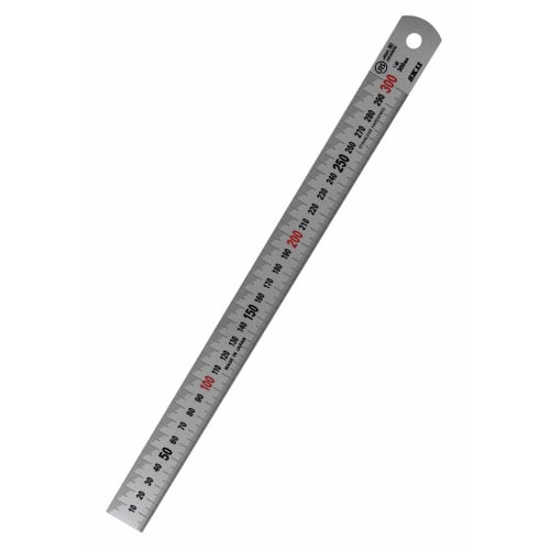 SK11 (SK11) 30cm Ruler, JIS Class 1, FSV-300KD, Stepped Graduations, Stainless Steel, Made In Japan, Silver