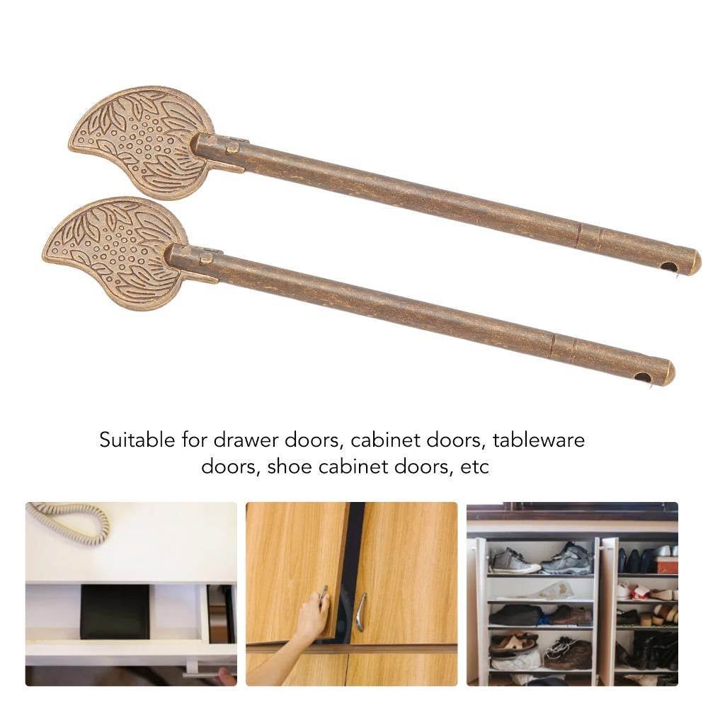 2pcs Leaf Shape Door Latch Locking Pin Brass Box Latch Locking Pin Antique Cabinet Key Latch Drawer