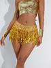 Sequined Tassel Latin Dance Skirt for Women – Stage and Bar Performance Costume Shorts