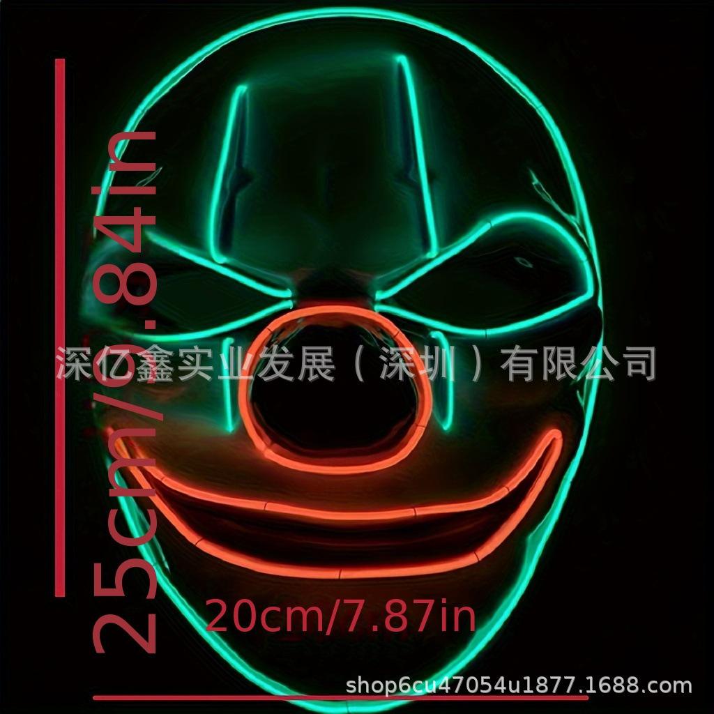 JOKER Clown LED Glowing Mask Halloween Fluorescent Show Grimace Mask COS Douyin