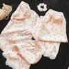 "Spring/Summer Bear Print Lace Pajama Set: Women's Three-Piece Short-Sleeve Homewear"