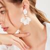 1 Pair Colorful Petal Drop Earrings Faux Pearl Decor Dangle Earrings Women Piercing Stud Earrings Jewelry Gift