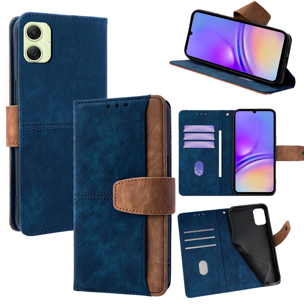 For Samsung Galaxy A05 4G Case RFID Blocking Color Splicing PU Leather Wallet Phone Cover