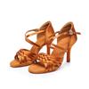 Women's Satin High Heels Dance Shoes Latin Tango Waltz Modern Anti Slip Dance Shoes Indoor Fur Sole Heeled 8CM
