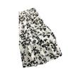 Black and White Floral Skirt Women's Mid To Long Style Small Height High Waist A-line Fresh Floral Skirt