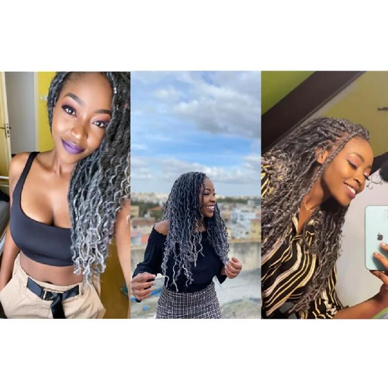14-26"Goddess Locs Crochet Braids Hair Natural Synthetic Braiding Hair Extension Ombre River Faux Locs With Curly Hair Expo City