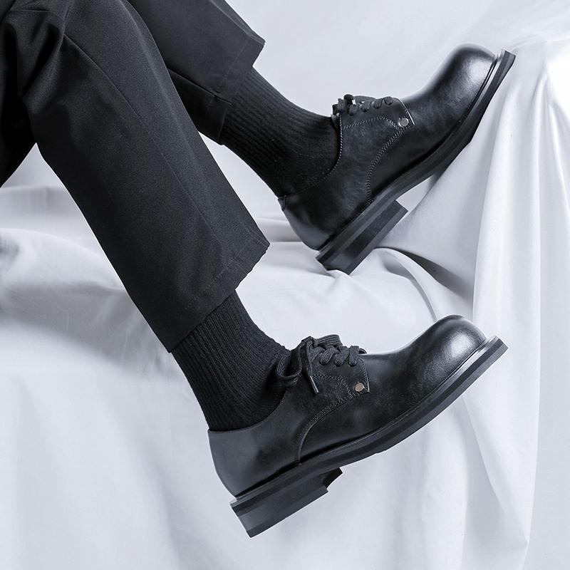 Модные брендовые повседневные кожаные туфли мужские на высокой подошве на платформе японские Харадзюку корейские уличные модные деловые свадебные кожаные туфли