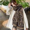 New Winter Imitation Cashmere Scarf F Letter Versatile Long Tassel Shawl Fashion Thickened Scarf