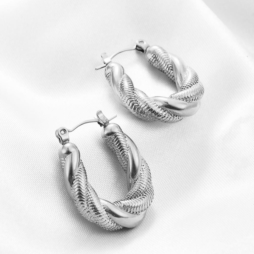 Новые асимметричные витые змеиные цепи, двухслойные, 14K золото, модные серьги из нержавеющей стали