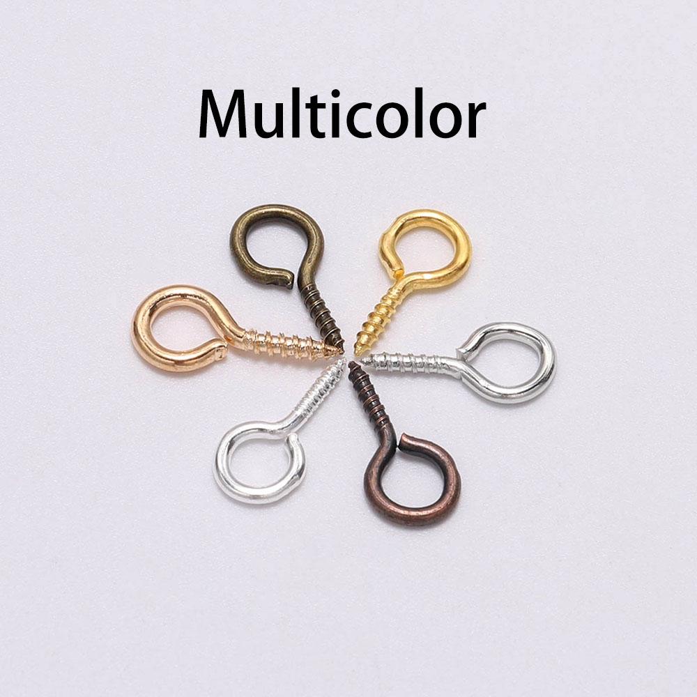 200Pcs Small Tiny Mini Eye Pins Eyepins Hooks Eyelets Screw Threaded Gold Color Clasps Hooks Findings for DIY Jewelry Making