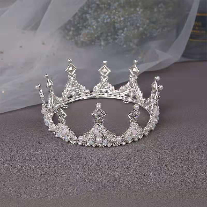Bridal Crown Internet Celebrity Friends Friends Girlfriends Gift Round Crown 18-Year-Old Adult Gift Headgear Rhinestone Crystal Crown