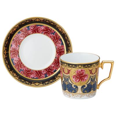 Кофейная чашка с блюдцем Noritake 160 мл Коллекция Homage Рисунок «Цветная роза» Тонкий фарфор & (Премиум Белый) T2402/H-769