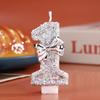 Digital Birthday Candle Silver Sequin Bow Party Decoration Creative 0-9 Number Candles Birthday Cake Plugin for Party Supplies