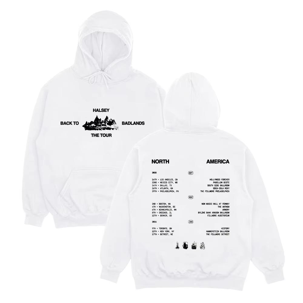 Popular Halsey Poster Graphic Print Hoodies Halsey Back To Badlands The Tour Streetwear Hip Hop Pullover Men Women Loose Casual Oversized Sweatshirt
