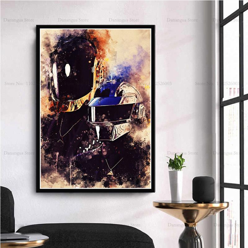 Абстрактный Daft Punk Диджей Музыкальная Звезда Произведение искусства Легенда Современные Принты Плакатов Настенное Искусство Холст Живопись Картинка Фото Подарок Комната Домашний Декор