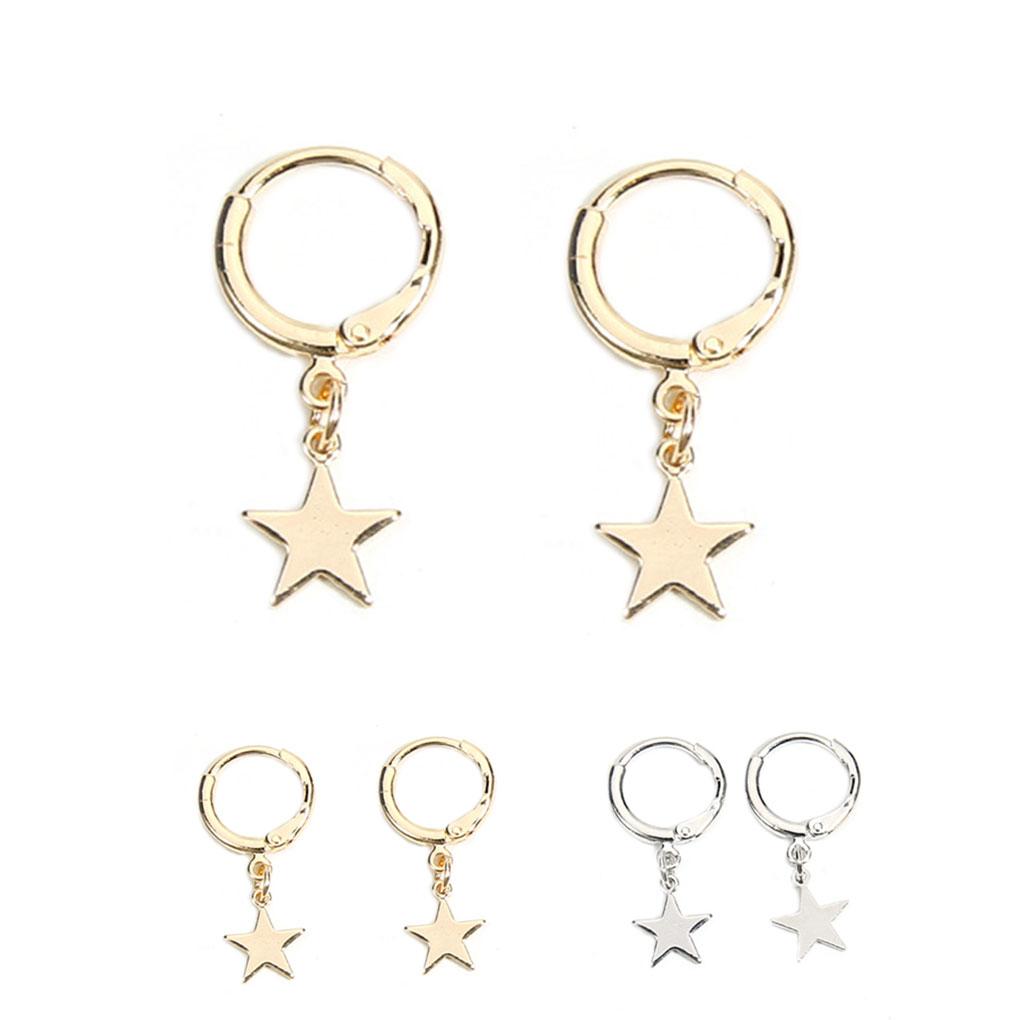 Женские Серьги с Подвеской в виде Звезды, Блестящие Клипсы-Пинцеты, Медные Пусеты, Праздничный Подарок