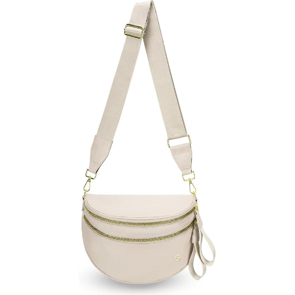 Checkered Crossbody Bag Nylon Bum Bags for Women Spacious Handbags Checkered Purse Fanny Packs with Shoulder Strap