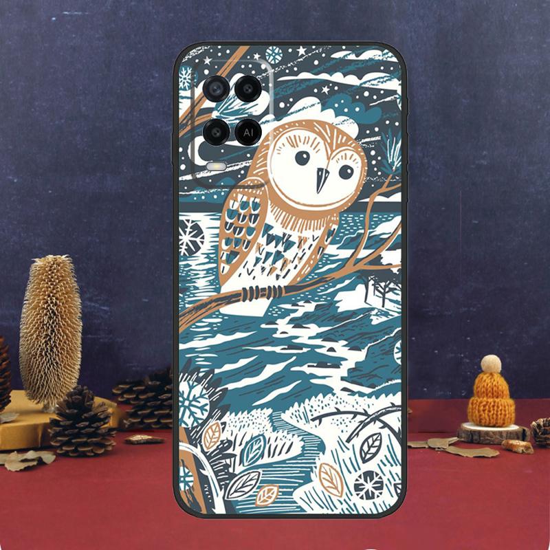 Cute Owl Cartoon For OPPO A17 A77 A58 A78 A98 A15 A5 A9 A96 A76 A16 A54 A74 A94 A52 A72 A79 A57S A53S Case