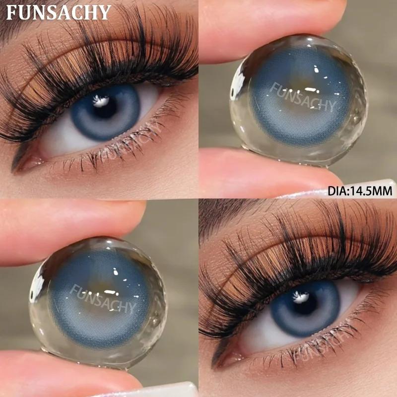 FUNSACHY 0~-8.00 Degree Color Contact Lenses for Eyes 2pcs Natural Black Brown Prescription Lens Myopia Eye Makeup Contacts Lens