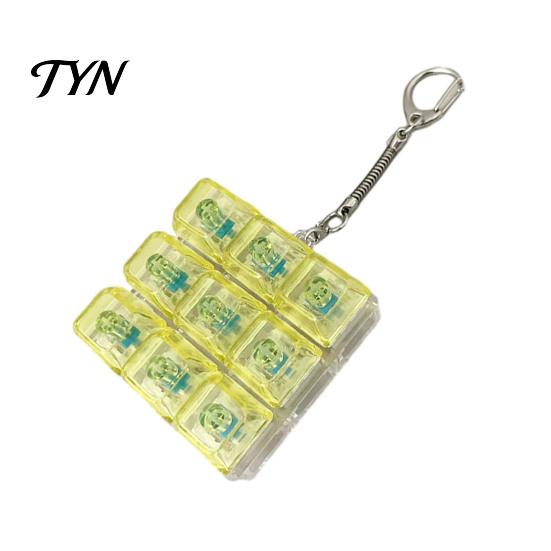 Handheld Stress Reliever 9-Keys Keyboard Fidget Toy, LED Light-up Keychain Clicky Mechanical Switch Toy for Relief, 9-In-1 Backpack Charm