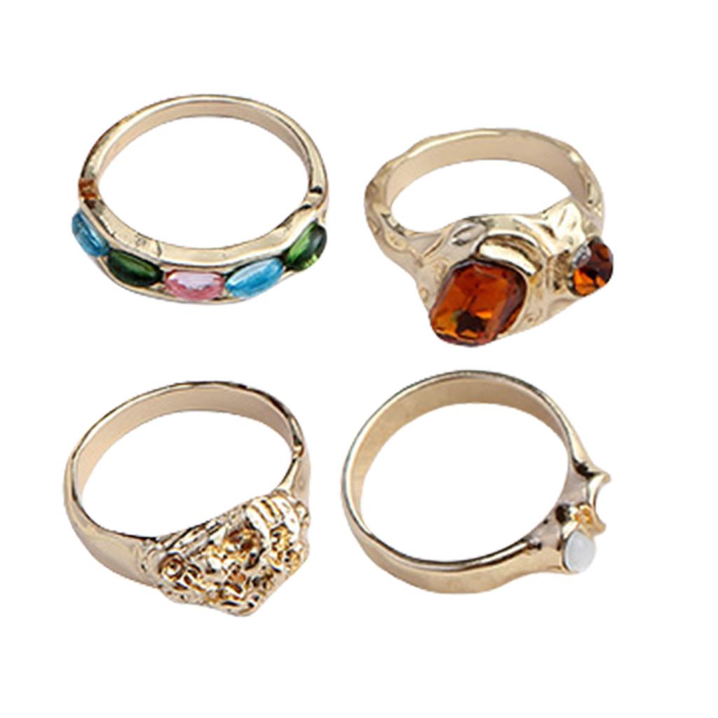 4pcs Colorful Resin Finger Rings Jewelry Set Versatile Resin Rings Set Finger Accessory For Enhancing Any Outfit