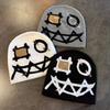 Winter Warmth Printed Pin Beanie High Elasticity Ghost Mask Cap Demon Face Hat  Music Festival