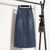 Dimanaf 2025 Plus Size Summer Denim Skirts Women Blue Fashion A-Line Skirt Belt Waist
